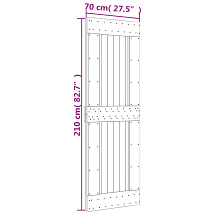 Skjutdörr Naturlig och svart 70 x 210 cm Massiv furuträdörr