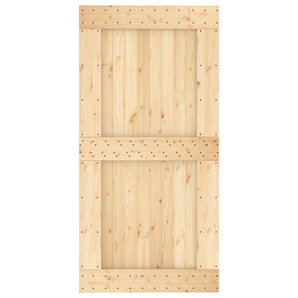 Skjutdörr Naturlig och svart 100 x 210 cm Massiv furuträdörr