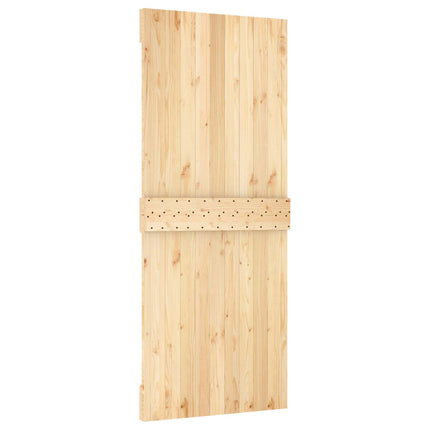 Skjutdörr Naturlig och svart 85 x 210 cm Massiv furuträdörr