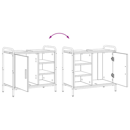 Badrumsskåpsset 2 st Svart ek 65,5 x 34 x 61 cm Konstruerat trä