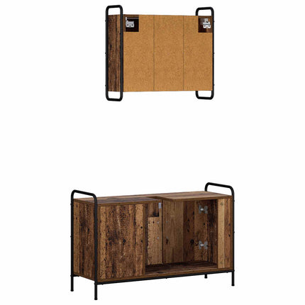 Badrumsskåpsset 2 st Gammalt trä 65,5 x 34 x 61 cm