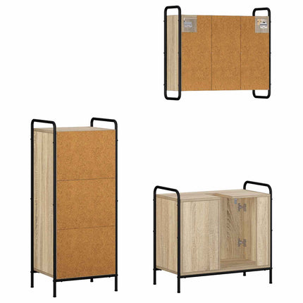 Badrumsskåpsset 3 st Sonoma-ek 40 x 36 x 99,5 cm