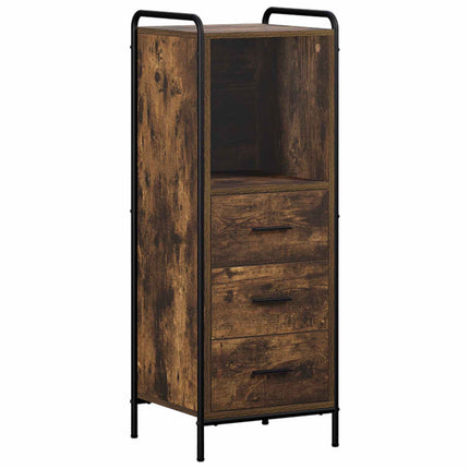 Badrumsskåpsset 4 st Rökt ek 40 x 36 x 181 cm Konstruerat trä