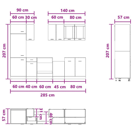 Köksenhet Lyon 8 pcs Gammalt trä Konstruerat trä