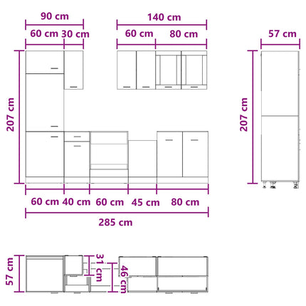 Köksenhet Lyon 8 pcs Gammalt trä Konstruerat trä