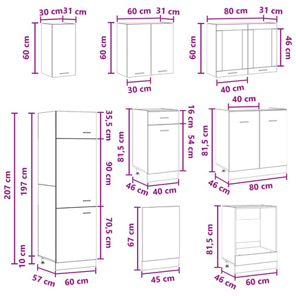 Köksenhet Lyon 8 pcs Betonggrå Konstruerat trä
