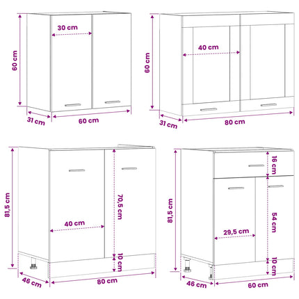 Köksenhet Lyon 4 pcs Svart ek Konstruerat trä
