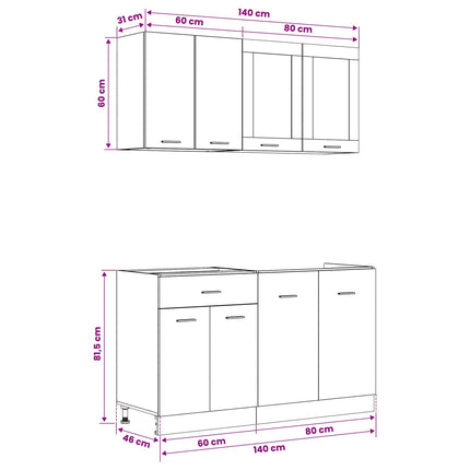Köksenhet Lyon 4 pcs Svart ek Konstruerat trä