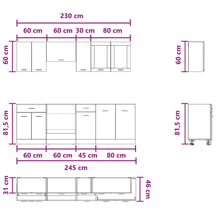 Köksenhet Lyon 8 pcs Konstruerat trä
