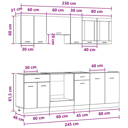 Köksenhet Lyon 8 pcs Konstruerat trä