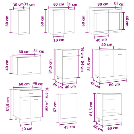 Köksenhet Lyon 8 pcs Konstruerat trä