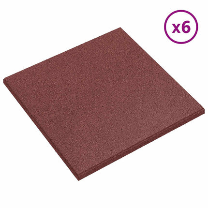 Fallskyddsplattor 6 pcs Röd 50 x 50 cm Gummi