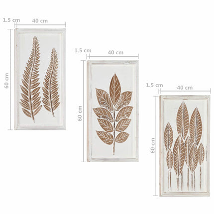 Konst Dekor 3 pcs Brun och vit 40 x 40 x 1,5 cm Konstruerat trä