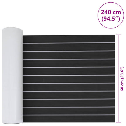 Båtmatt Randig Mörkgrå och vit 240 x 60 cm EVA