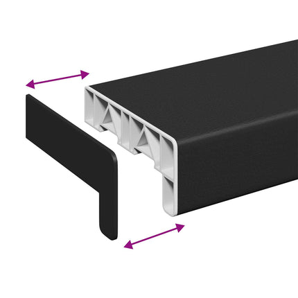 Fönsterbräda Svart med träådring 140 x 15 x 4,5 cm PVC