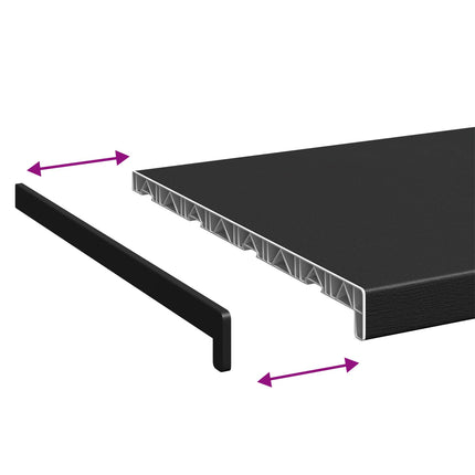 Fönsterbräda Svart med träådring 140 x 40 x 4,5 cm PVC