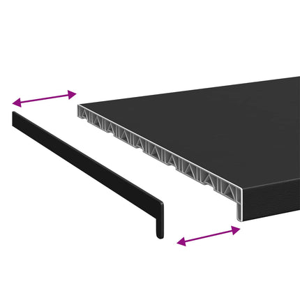Fönsterbräda Svart med träådring 160 x 50 x 4,5 cm PVC