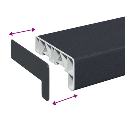 Fönsterbräda Anthracit med träådring 100 x 15 x 4,5 cm PVC