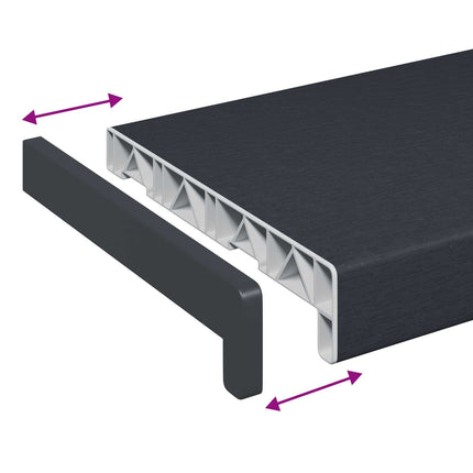 Fönsterbräda Anthracit med träådring 100 x 25 x 4,5 cm PVC