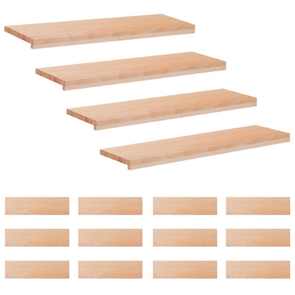Trapstegsmattor 16 st 100 x 30 x 2 cm Naturlig Massivt bokträ