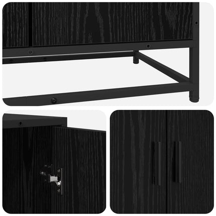Sideboard Svart ek 134 x 35 x 76 cm Konstruerat trä