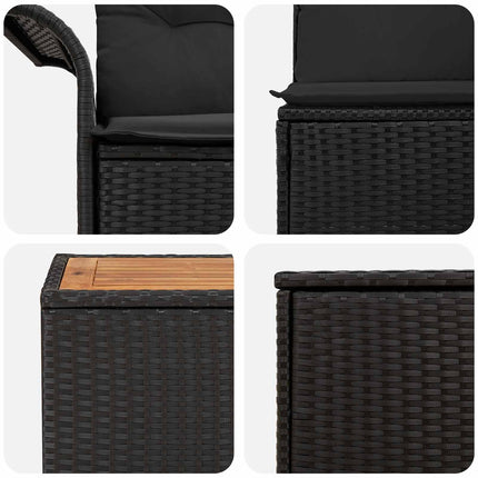 Soffset 6 st Svart Poly Rattan och stål