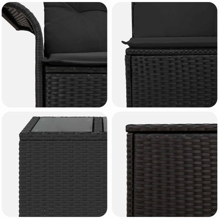 Soffset 6 st 4-Antal sittplatser Svart Poly Rattan och stål