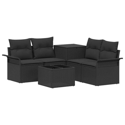 Soffset 6 pcs 4-Antal sittplatser Svart Poly Rattan och stål
