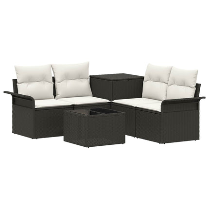 Soffset 6 pcs 4-Antal sittplatser Svart och krämvit