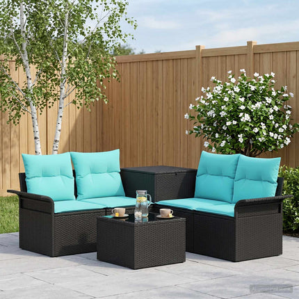 Soffset 6 pcs 4-Antal sittplatser Svart och blå