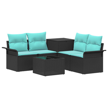 Soffset 6 pcs 4-Antal sittplatser Svart och blå
