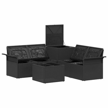 Soffset 6 pcs 4-Antal sittplatser Svart och blå