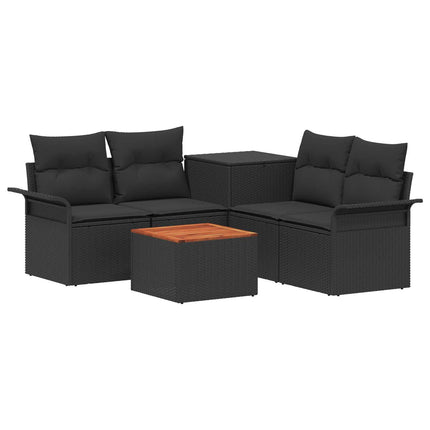 Soffset 6 st 4-Antal sittplatser Svart Poly Rattan och stål