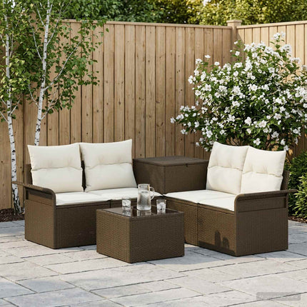 Soffset 6 pcs 4-Antal sittplatser Brun och krämvit