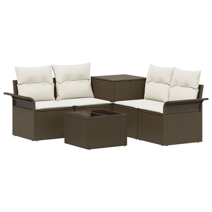 Soffset 6 pcs 4-Antal sittplatser Brun och krämvit