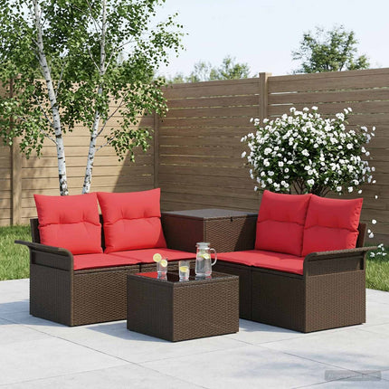 Soffset 6 pcs 4-Antal sittplatser Brun och Röd