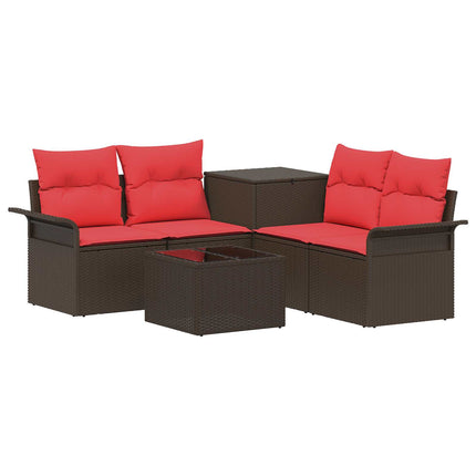 Soffset 6 pcs 4-Antal sittplatser Brun och Röd