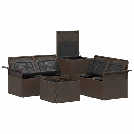 Soffset 6 pcs 4-Antal sittplatser Brun och Röd