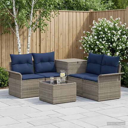 Soffset 6 pcs 4-Antal sittplatser Grå och Marinblå