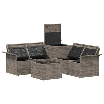 Soffset 6 pcs 4-Antal sittplatser Grå och Marinblå