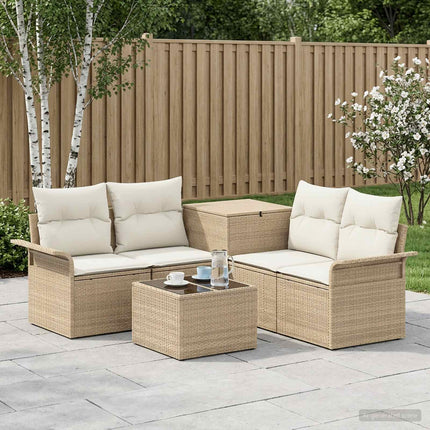 Soffset 6 st 4-Antal sittplatser Beige och krämvit