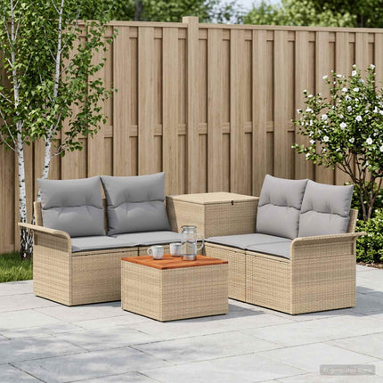 Soffset 6 st 4-sits Beige och Ljusgrå Poly Rattan och stål