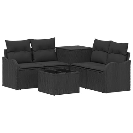 Soffset 6 st Svart Poly Rattan och stål