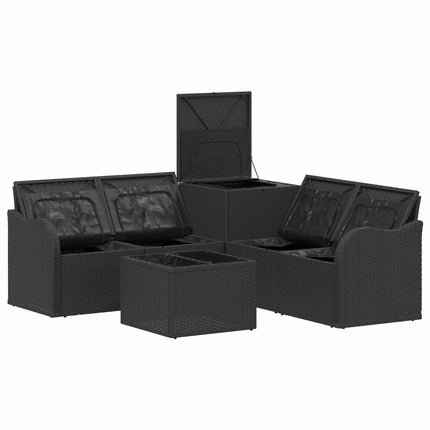 Soffset 6 st Svart Poly Rattan och stål
