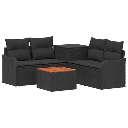 Soffset 6 st Svart Poly Rattan och stål