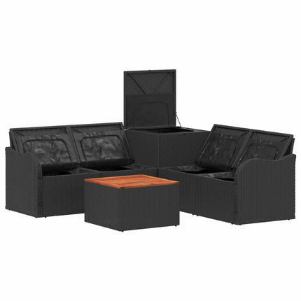 Soffset 6 st Svart Poly Rattan och stål