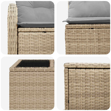 Soffset 6 st Beige och Ljusgrå Poly Rattan och stål