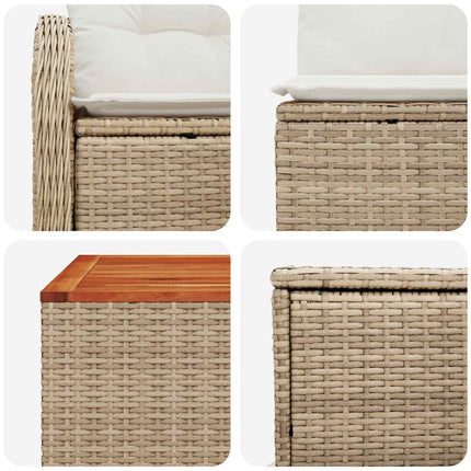 Soffset 6 st Beige och krämvit Poly Rattan och stål
