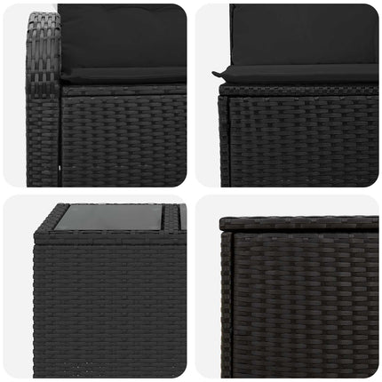 Soffset 6 st Svart Poly Rattan och stål