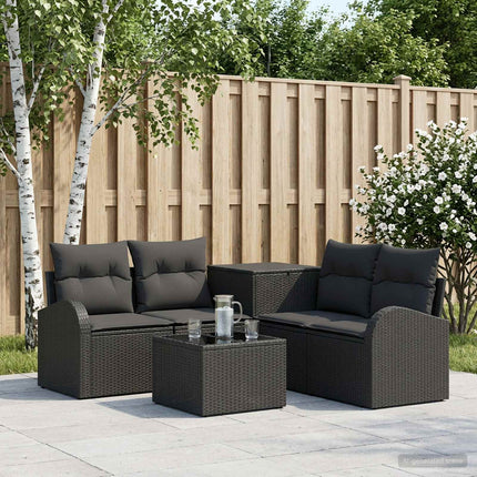 Soffset 6 st Svart Poly Rattan och stål